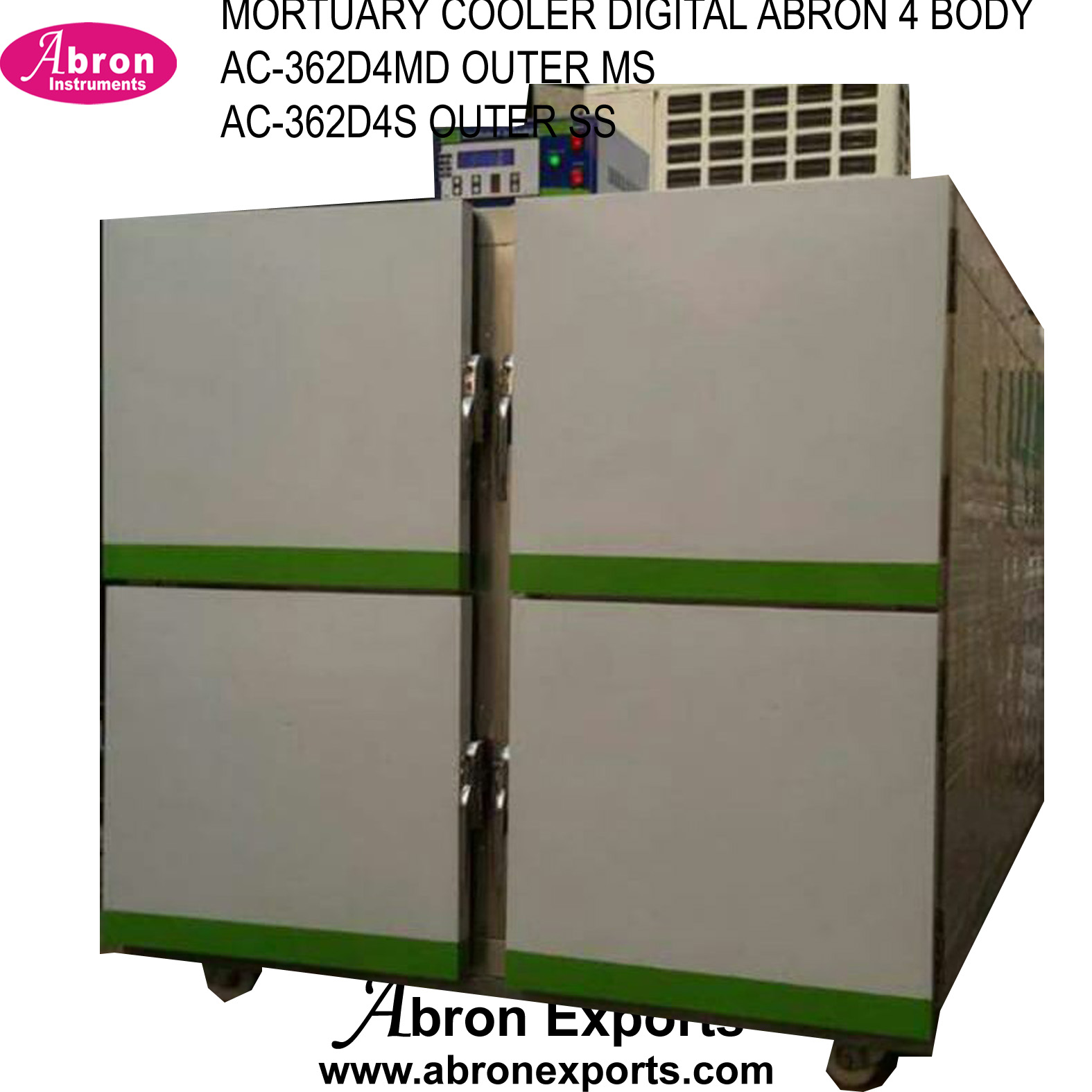 Mortuary Chamber Digital with AC cooling Stainless Steel single Body Four Abron ABM-3620BS4